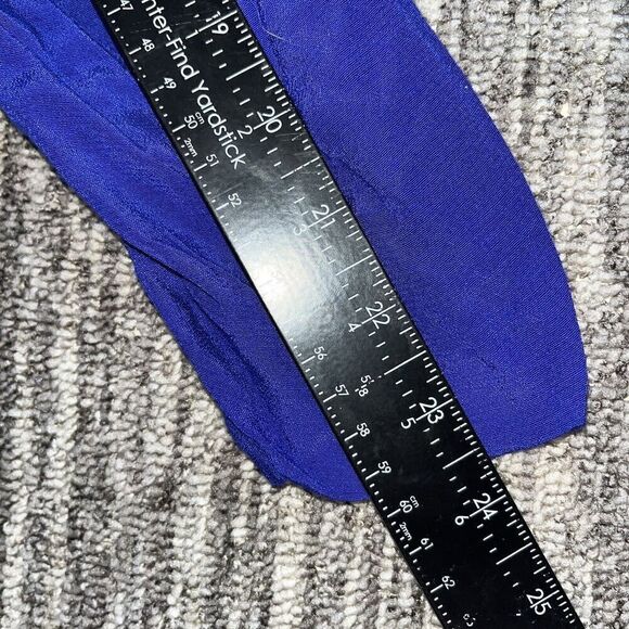 VTG 90s Karin Stevens Dress Blue Midi LS Embroidery Beads Secretary Geek - Picture 12 of 14